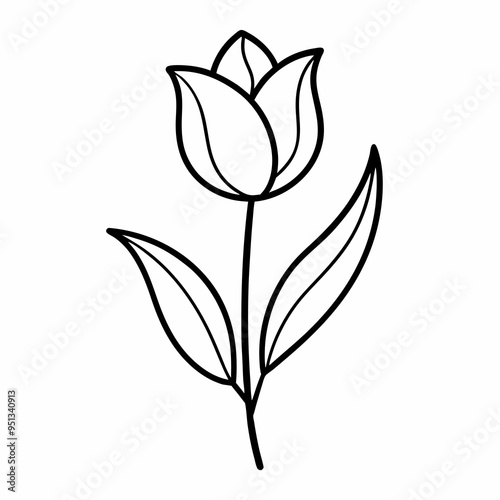 Tulip one-line drawing vector illustration