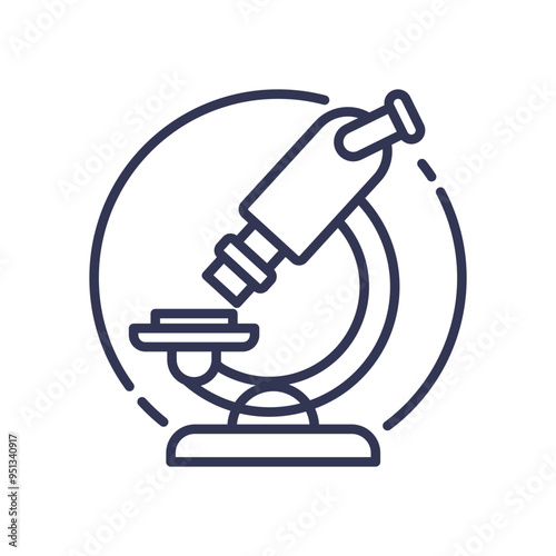 Line art of a microscope symbolizing scientific research and biological studies.