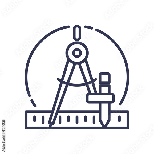 Engineering tools including a compass, ruler, and caliper symbolizing precision and design.