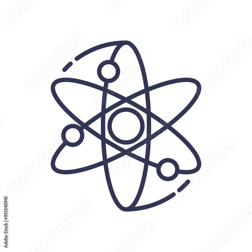An illustration of an atom with electrons orbiting the nucleus, representing atomic structure and fundamental science concepts.