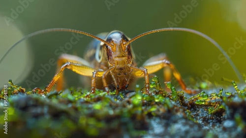 A close-up photograph of an insect focusing on its head with detailed features.