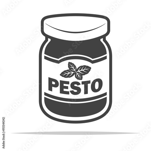 Pesto sauce jar icon transparent vector isolated