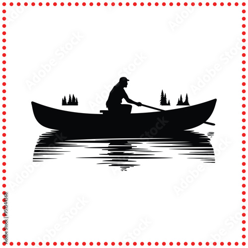 Serene canoe silhouette, perfect for outdoor adventure branding and wilderness themes.