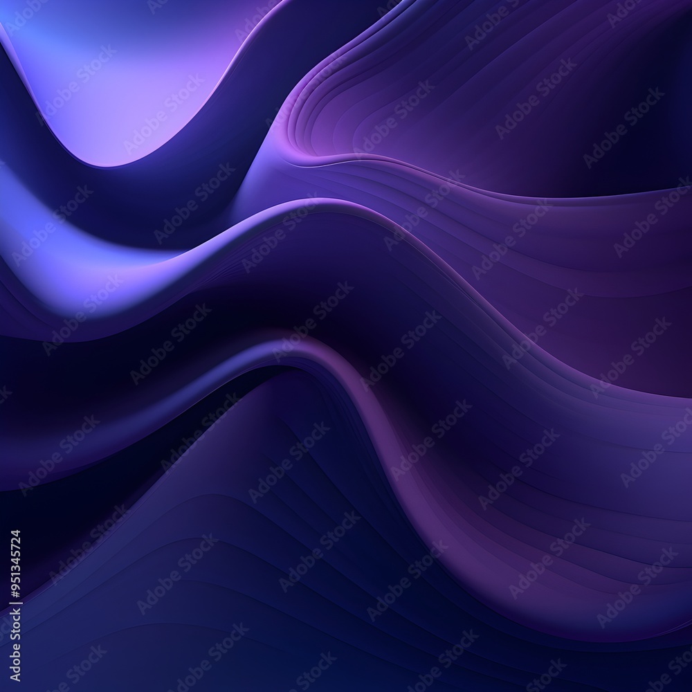 Obraz premium Captivating Glowing Mesh Gradient Waves in Soothing Purple Tones