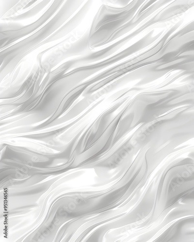 Elegant White Waves Smooth Matte Fabric Texture in Abstract Brushstroke Style