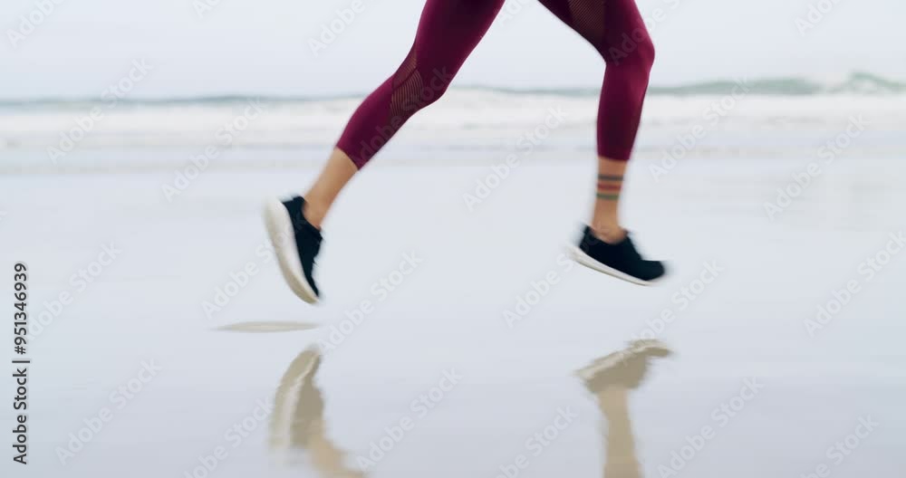 Legs, running on beach and jog for exercise, wellness and health with energy, outdoor and active. Pace, speed and person for training, athlete and runner for cardio workout, sprint and morning Legs, running on beach and jog for exercise, wellness and health with energy, outdoor and active. Pace, speed and person for training, athlete and runner for cardio workout, sprint and morning