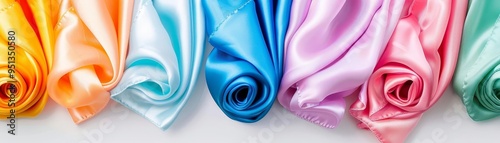 Trendy silk scarves in vibrant colors, fashion-forward accessories, high-end style photo