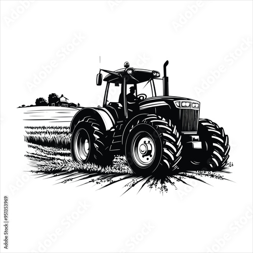 Tractor Silhouette agricultural machine black color only