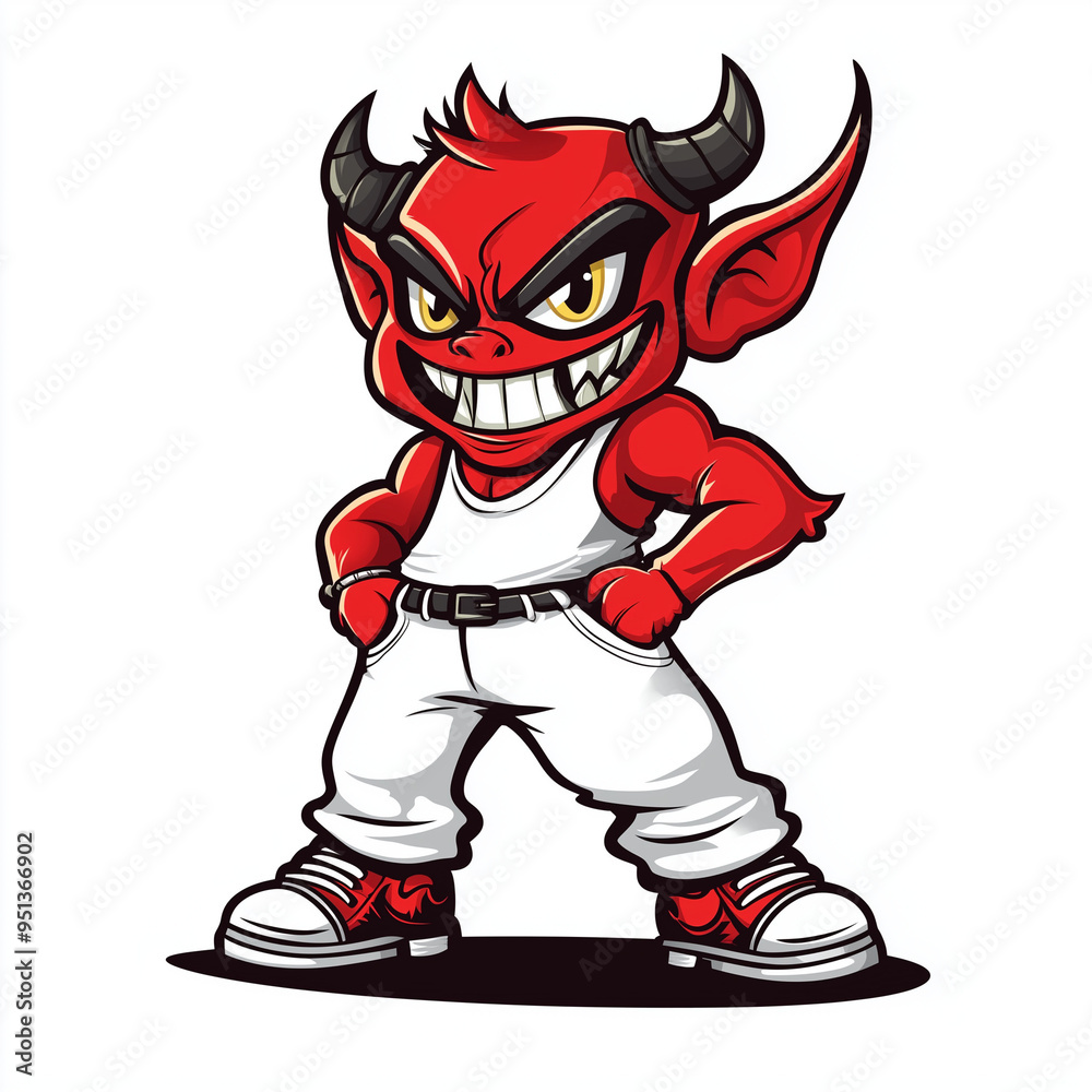 Chibi Devil Character with Big Eyes and Horns, Dressed in White Outfit
Chibi Devil Character with Big Eyes and Horns, Dressed in White Outfit