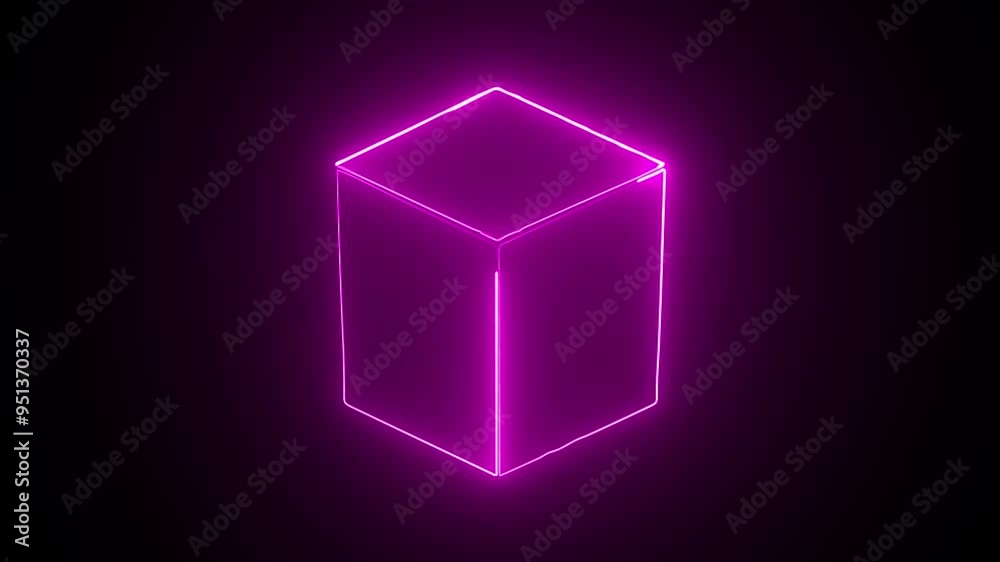 Neon purple glowing square frame. Geometric portal with simple futuristic cross section and black backlighting. Abstract neon square frame animation and seamless looping background. Neon purple glowing square frame. Geometric portal with simple futuristic cross section and black backlighting. Abstract neon square frame animation and seamless looping background.