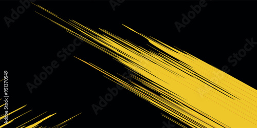 Abstract Black and Yellow Dirty Grunge Background with Halftone Effect.