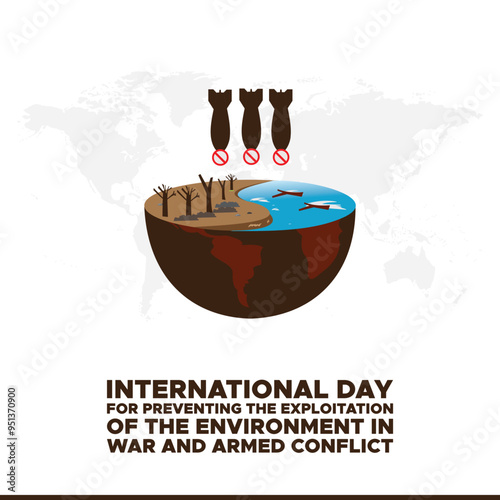 International Day for Preventing the Exploitation of the Environment in War and Armed Conflict, 06 November, STOCK OR VECTOR ILLUSTRATION.