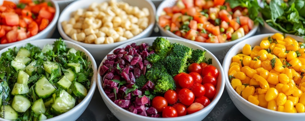 Superfood salad bowls with an assortment of fresh ingredients, fresh superfood salad bowls, a vibrant and healthy meal choice Superfood salad bowls with an assortment of fresh ingredients, fresh superfood salad bowls, a vibrant and healthy meal choice