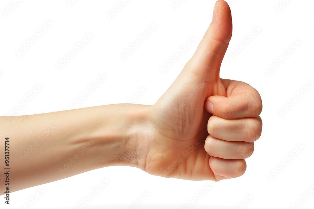 Female hand with thumb up gesture on white background. Isolated. Female hand with thumb up gesture on white background. Isolated.