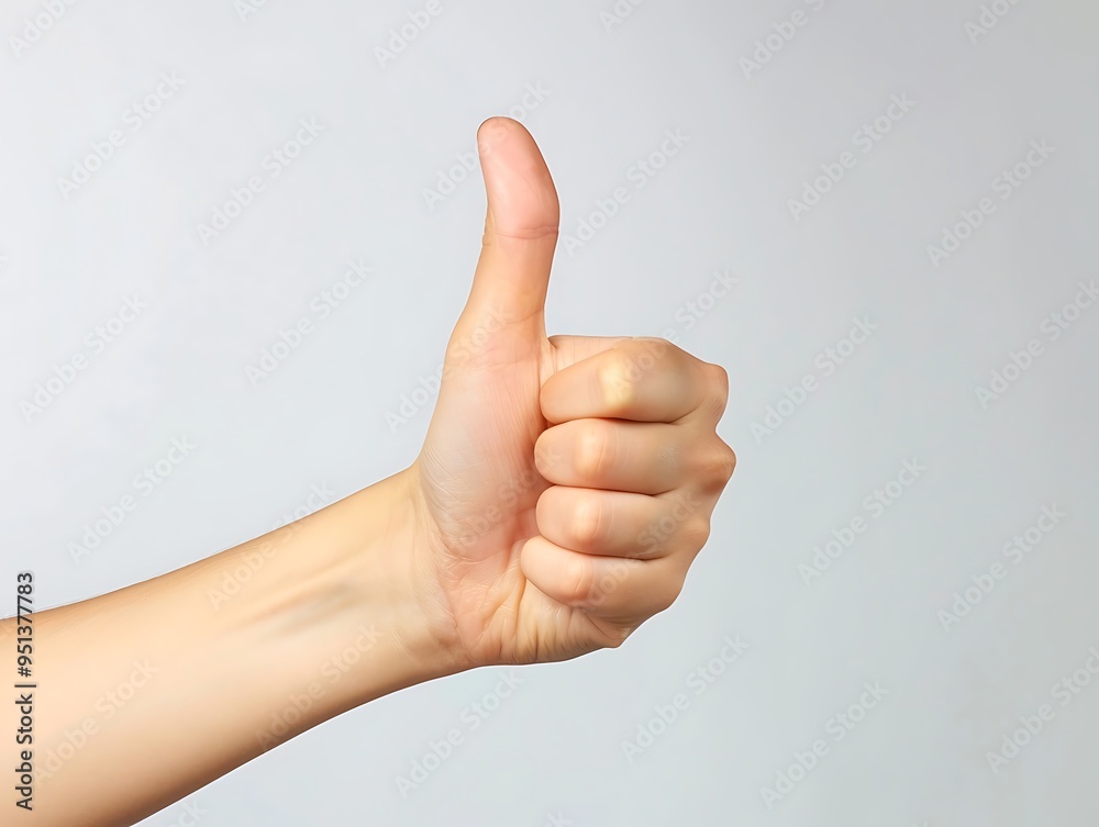 Female hand with thumb up gesture on white background. Isolated. Female hand with thumb up gesture on white background. Isolated.