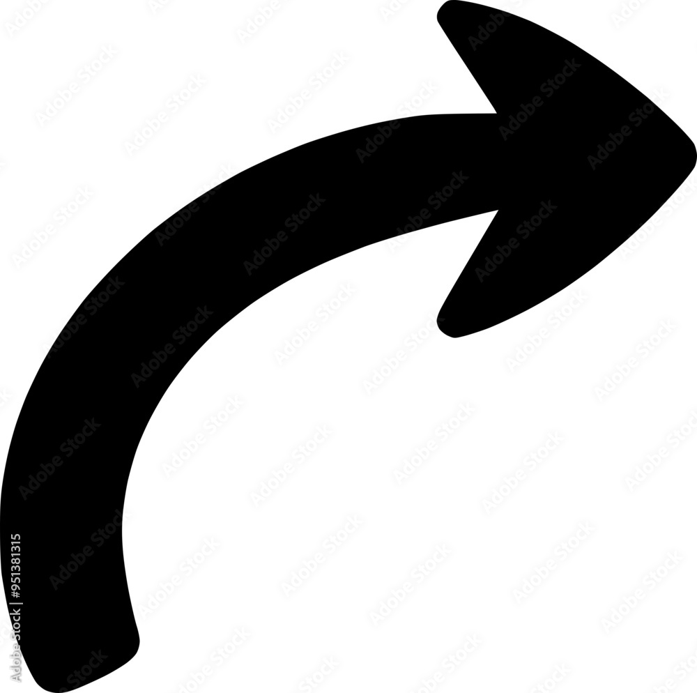 a black curved arrow