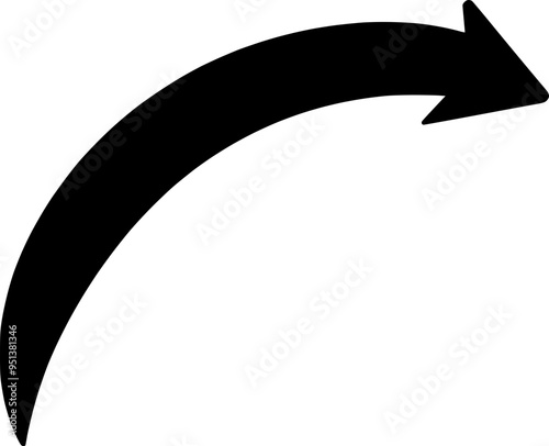 a black curved arrow