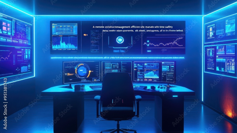 Futuristic Control Room with Advanced Data Visualization and Analytics Futuristic Control Room with Advanced Data Visualization and Analytics