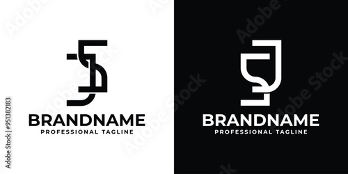 Letters JS and SJ Monogram Logo, suitable for any business with JS or SJ initials
