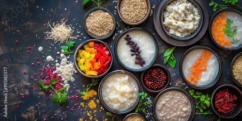 Laba Congee or Eight Ingredients Porridge Basic Components photo