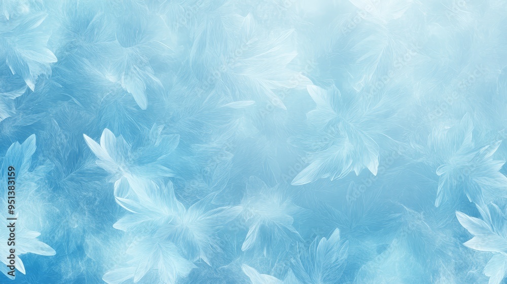 Abstract Blue Background with Delicate Feather Pattern