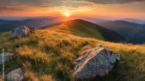 Summer Gorgany panorama from Ihrovets. photo