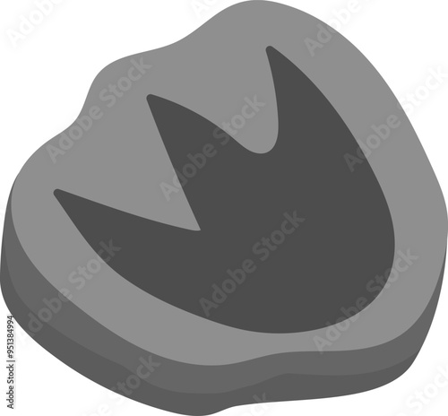 Vector fossil icon. Cute dinosaur footstep stamp illustration for kids. Funny excavated rock with ancient animal step clipart for children isolated on white. Cartoon paleontology artifact picture
