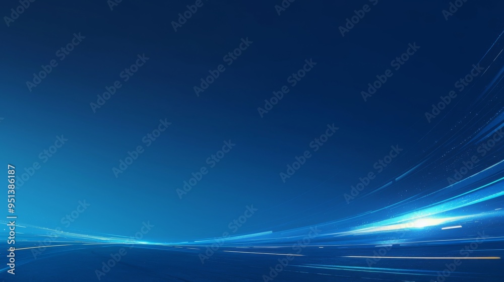 Moving Blue Light Streak Ray in Minimalist Style with Copy Space on the Side Moving Blue Light Streak Ray in Minimalist Style with Copy Space on the Side