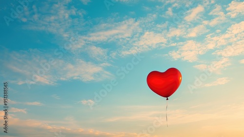 Red Heart Balloon in a Sky