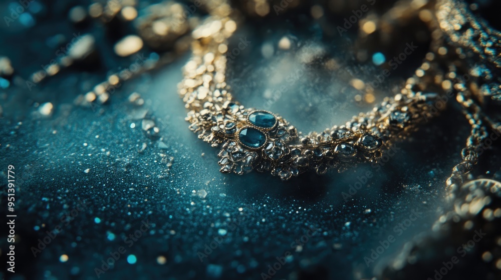 A close-up of dust gathering on a forgotten piece of jewelry, once cherished but now abandoned A close-up of dust gathering on a forgotten piece of jewelry, once cherished but now abandoned