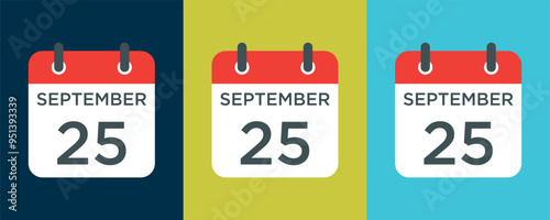 calendar - September 25 icon illustration isolated vector sign symbol