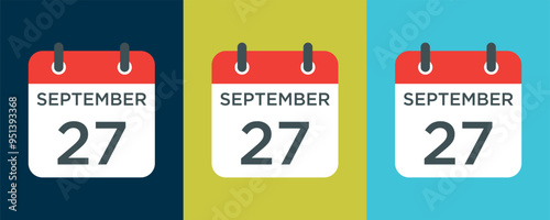 calendar - September 27 icon illustration isolated vector sign symbol