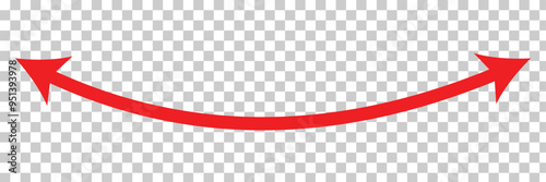Dual sided arrow. Curved arc shape. Semicircular thin double ended arrow. Dual sided arrow Vector illustration.