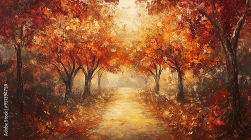 Pathway lined with autumn colors