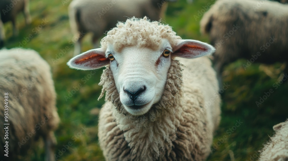 Adorable sheep in a farmland closeup. Adorable sheep in a farmland closeup.