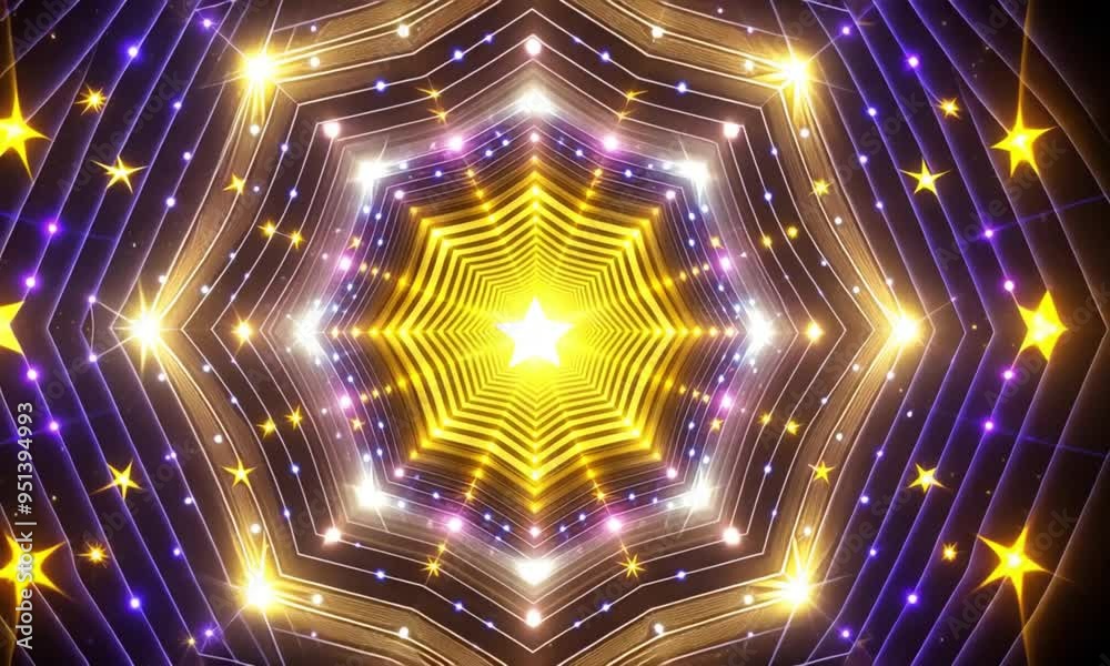 Starry Circle Tunnel with Yellow Glow

