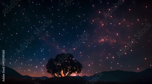 night nature scenery with starlight, 4k video, generated ai