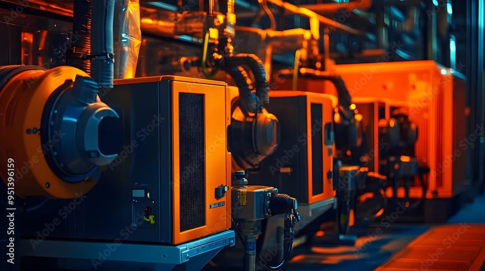 Fototapeta premium Backup Generators Providing Reliable Power to a Data Center for Mission Critical Computing and Uninterrupted Business