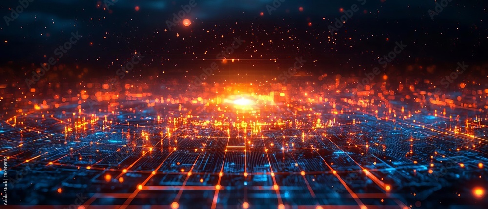Fototapeta premium A futuristic depiction of a global supply chain network managed through holographic interfaces, integrating international marketing strategies with precision