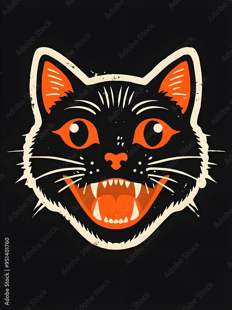 illustration of cat head sticker. Generative ai illustration of cat head sticker. Generative ai