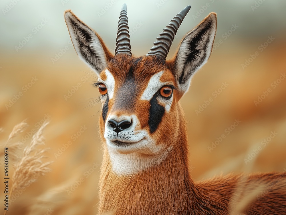 Fototapeta premium Sable Antelope, Hippotragus niger, African Antelope Close Up in Savanna Wildlife