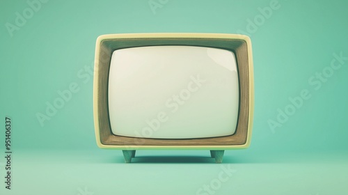 A simple retro television set on a pastel green background