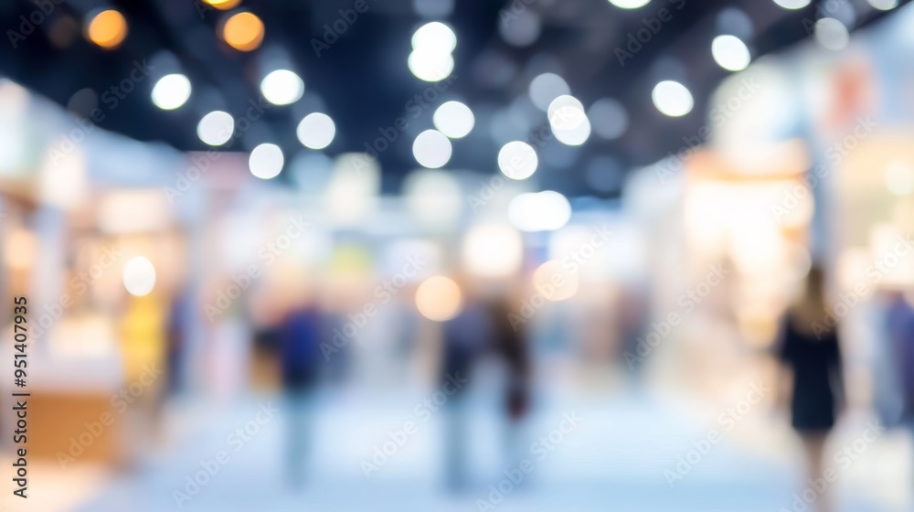 Fototapeta premium Exposition background blurred, company presentation focused.