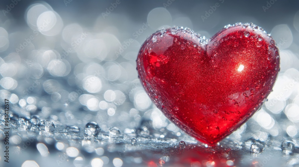 Obraz premium Crimson heart on silver.