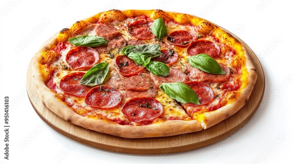 Pizza with toppings on white Pizza with toppings on white
