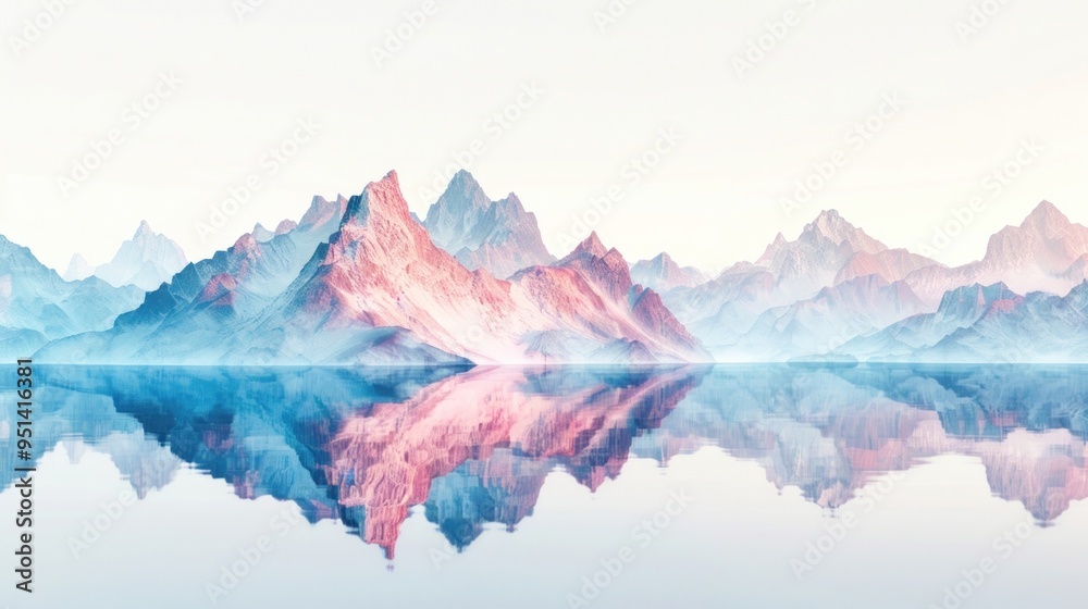 Obraz premium Serene pastel mountain reflection