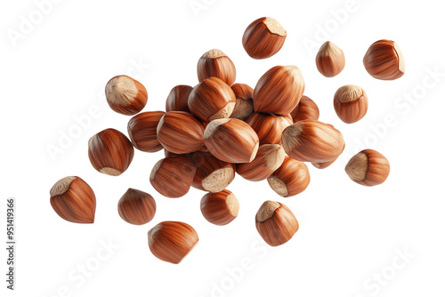 Wallpaper Mural Floating Hazelnuts:  A Burst of Brown on White Background Torontodigital.ca