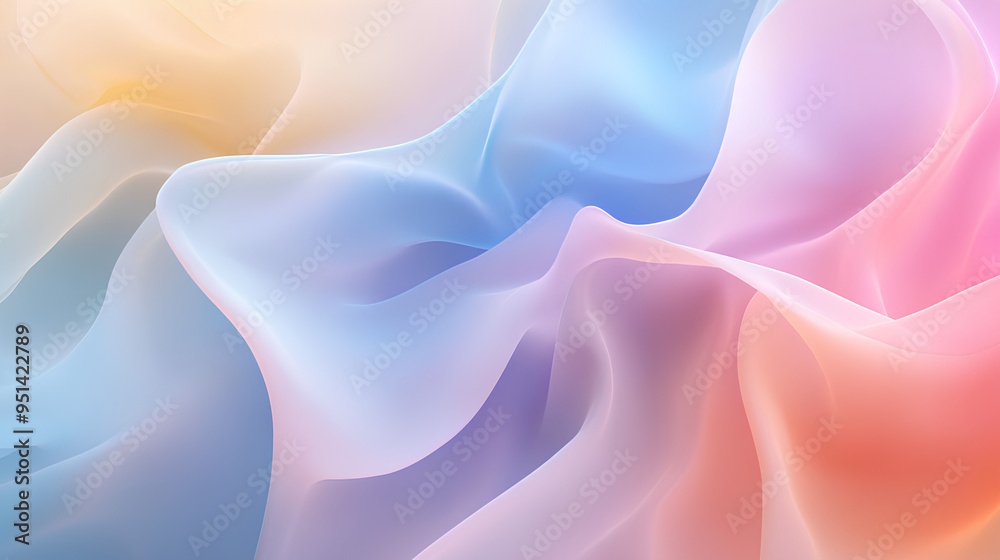 Fototapeta premium Soft pastel-colored abstract background with flowing shapes and smooth gradients in light pinks blues and yellows