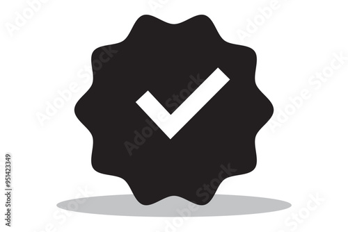 Profile verification check mark social media icon. Blue verified badge with checkmark sign isolated on empty background