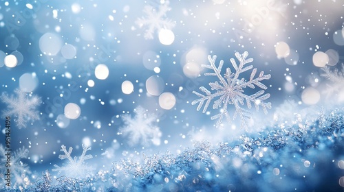 snowing and snowflake Serenade background illustration Snowfall Serenade, Delicate Snowflakes on Blurred Winter Background.